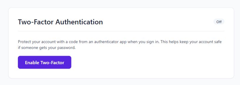 Tallyo two-factor authentication settings without private account information